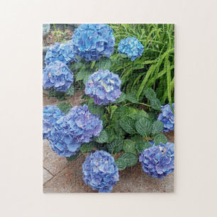 Nikko Blue Hydrangea Flower Photo Jigsaw Puzzle