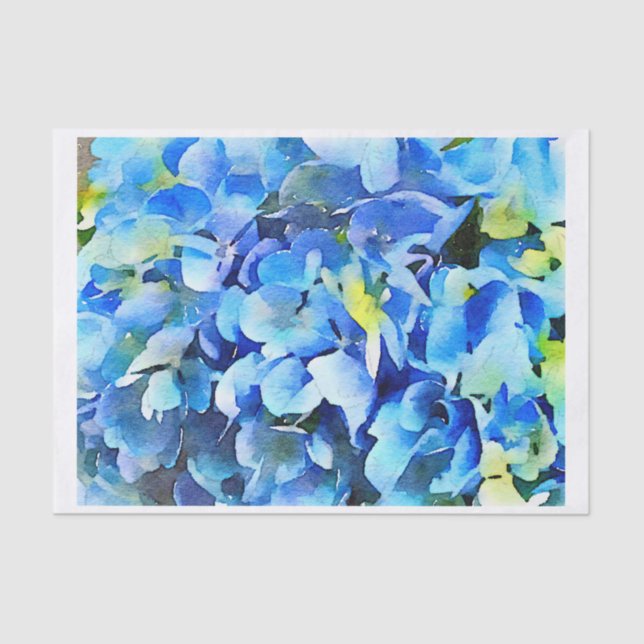 Nikko Blue Hydrangea Watercolor Tissue Paper (Front)