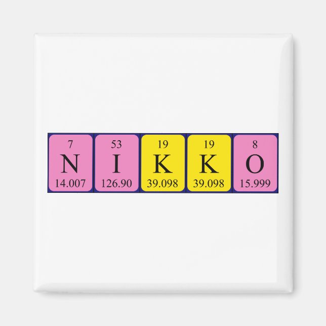 Nikko periodic table name magnet (Front)