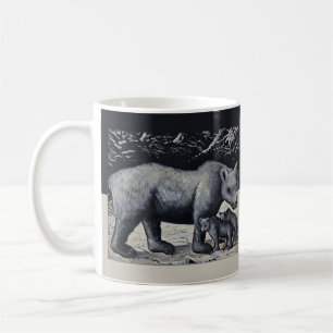 Niko Pirosmani - White Bear with Cubs Coffee Mug