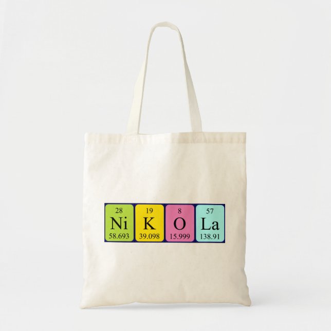 Nikola periodic table name tote bag (Front)