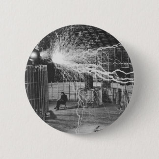 Nikola Tesla at his Colorado Springs Lab, 1899 6 Cm Round Badge