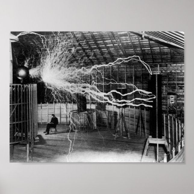 Nikola Tesla - Bolts Of Electricity Poster (Front)