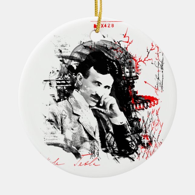 Nikola Tesla Ceramic Tree Decoration (Front)
