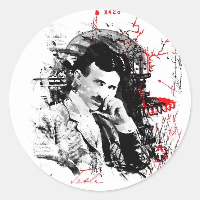 Nikola Tesla Classic Round Sticker (Front)
