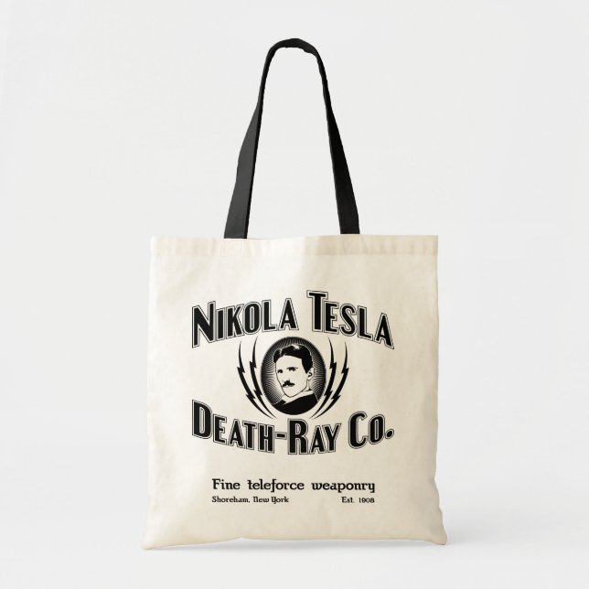 Nikola Tesla Death-Ray Co. Tote Bag (Front)