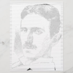 Nikola Tesla Drawing In Black And White Custom Letterhead