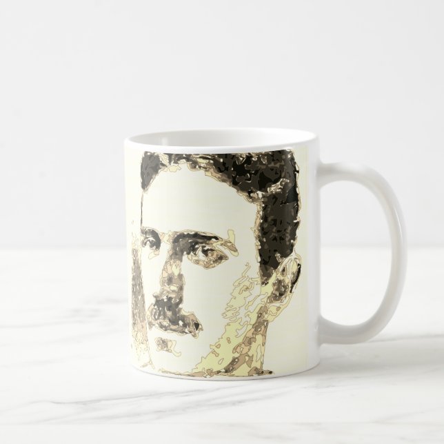 Nikola Tesla Drawing In Sepia Coffee Mug (Right)