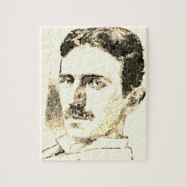 Nikola Tesla Drawing In Sepia Jigsaw Puzzle (Vertical)