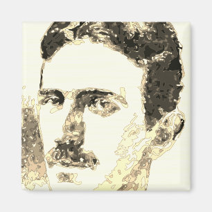 Nikola Tesla Drawing In Sepia Magnet