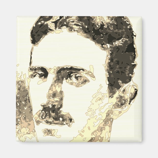 Nikola Tesla Drawing In Sepia Magnet (Front)