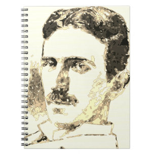 Nikola Tesla Drawing In Sepia Notebook