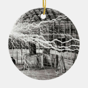 Nikola Tesla Electricity Ceramic Ornament