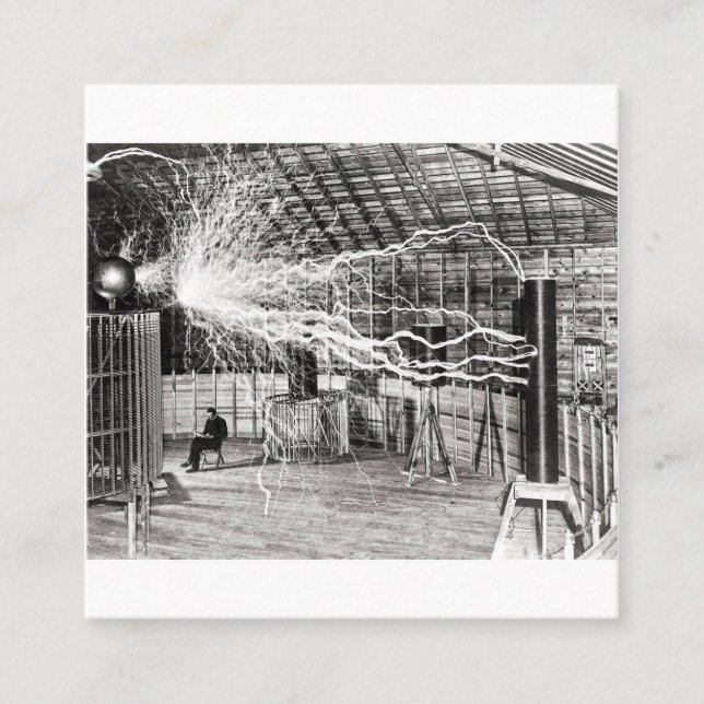 Nikola Tesla Electricity Square Business Card (Front)