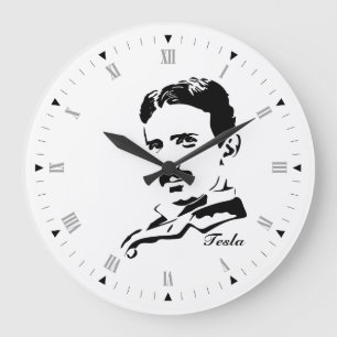 Nikola Tesla Large Clock