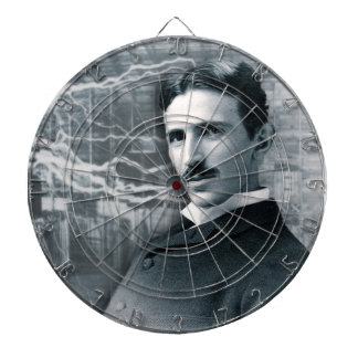 NIKOLA TESLA PORTRAIT IN BLACK DARTBOARD