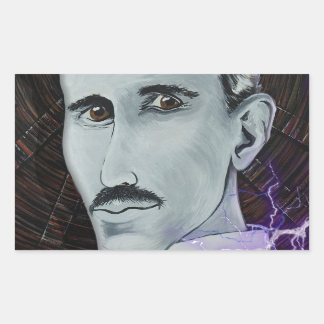 Nikola Tesla Rectangular Sticker (Front)