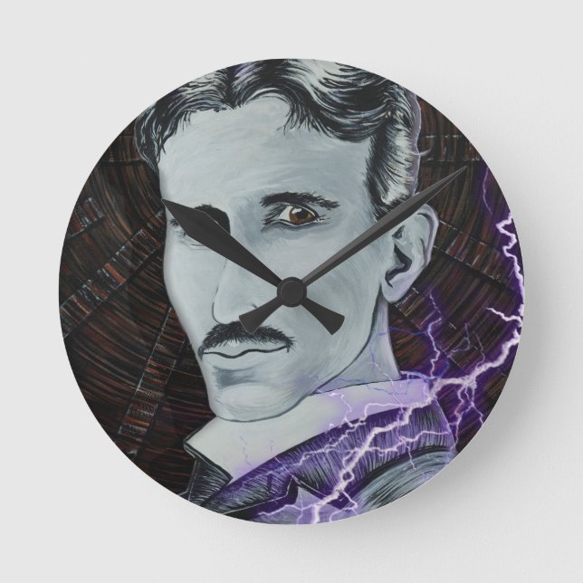 Nikola Tesla Round Clock (Front)