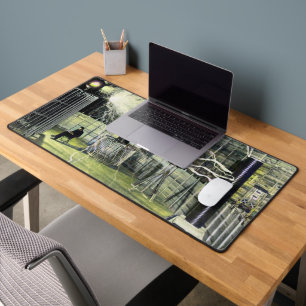 Nikola Tesla Sits Next To His High Voltage Desk Mat