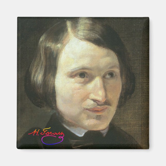 Nikolai Gogol Portrait and Signature Magnet (Front)