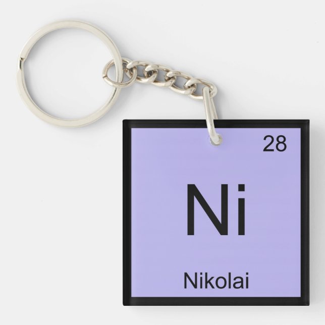Nikolai Name Chemistry Element Periodic Table Key Ring (Front)