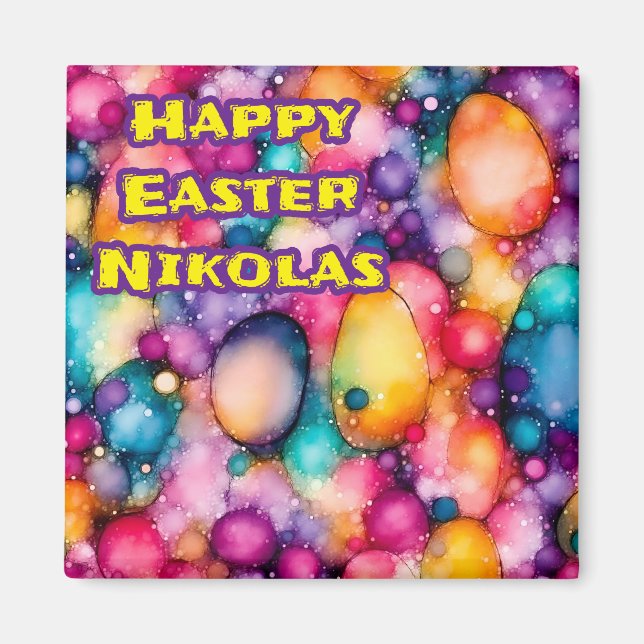 NIKOLAS ~ EASTER EGGS ~ Alcohol inks ~  Magnet (Front)