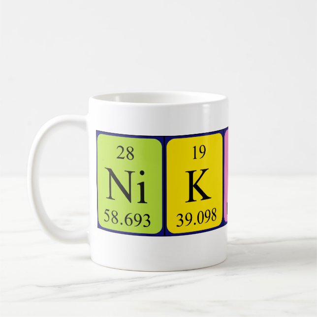 Nikolas periodic table name mug (Left)