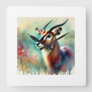 Nile Lechwe Majesty 030924AREF142 - Watercolor Square Wall Clock