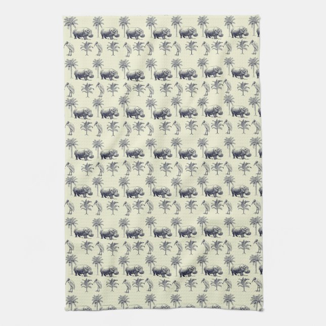 Nile River Botanical Pattern Tea Towel (Vertical)