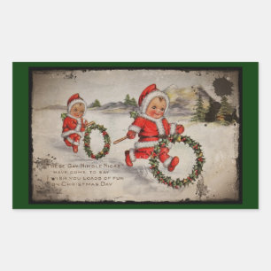 Nimbly Nicks with Holly Wreaths Rectangular Sticker