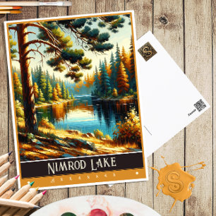 Nimrod Lake, Arkansas Vintage Painting Postcard
