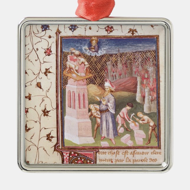 Nimrod Overseeing the Building of Tower of Metal Ornament (Front)