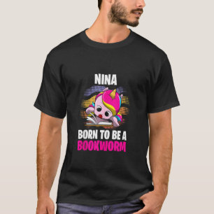 Nina Born To Be A Bookworm Personalised T-Shirt