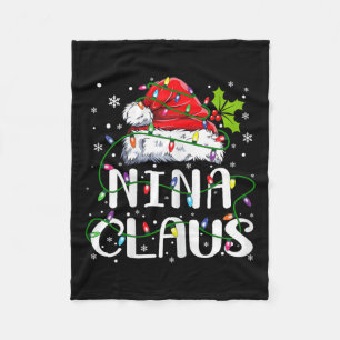 Nina Claus Christmas Santa Hat Matching Family Xma Fleece Blanket