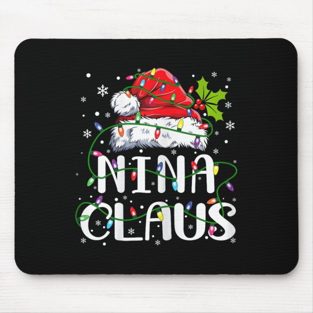 Nina Claus Christmas Santa Hat Matching Family Xma Mouse Pad (Front)