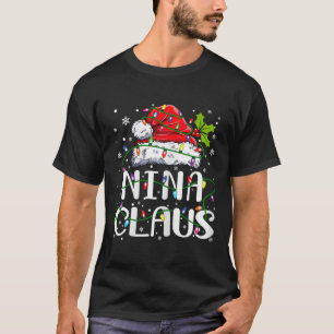 Nina Claus Christmas Santa Hat Matching Family Xma T-Shirt