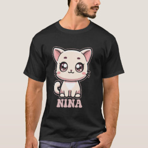Nina Cute Kitty Cat Design for Girls Name Nina T-Shirt