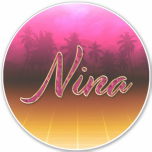 Nina First Name golden pink sticker sticker