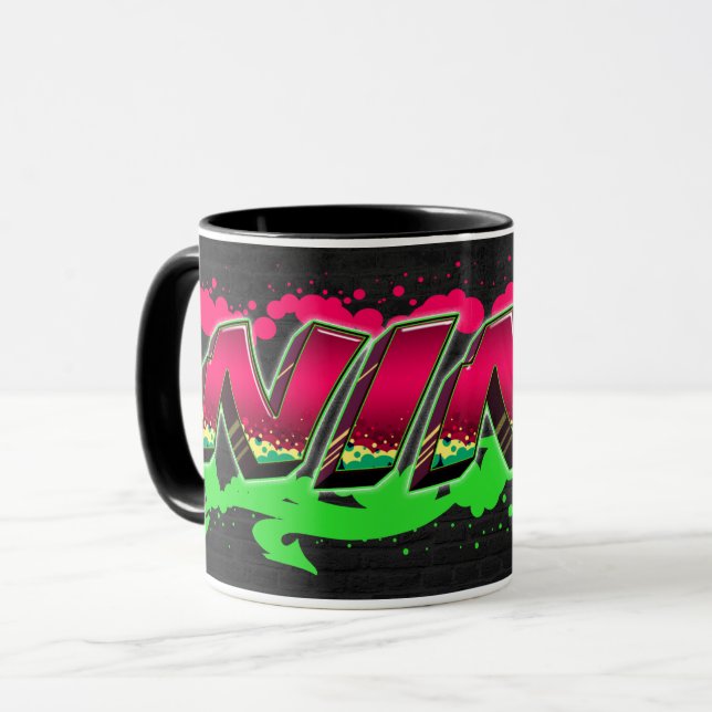 Nina First name name Graffiti red green Tasse Mug (Front Left)