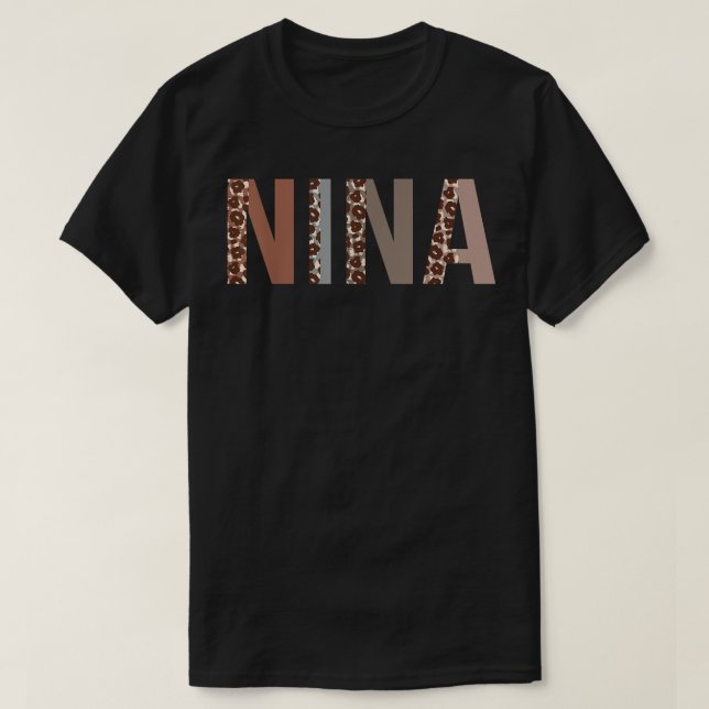 Nina Leopard Print Mum Cute Mothers Day Funny Gran T-Shirt (Design Front)
