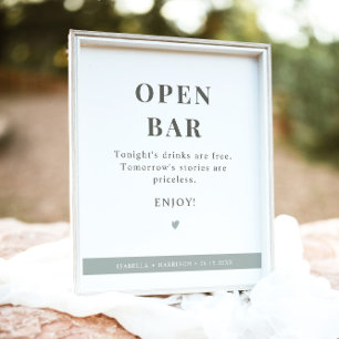 NINA Modern Sage Green Open Bar Wedding Sign 