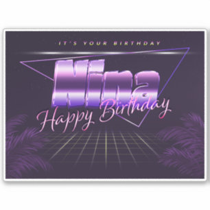 Nina Name First name lila retro Sticker Birthday