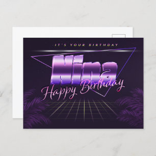 Nina Name First name purple postcard birthday