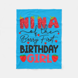 Nina Of The Berry First Birthday Girl Strawberry Fleece Blanket
