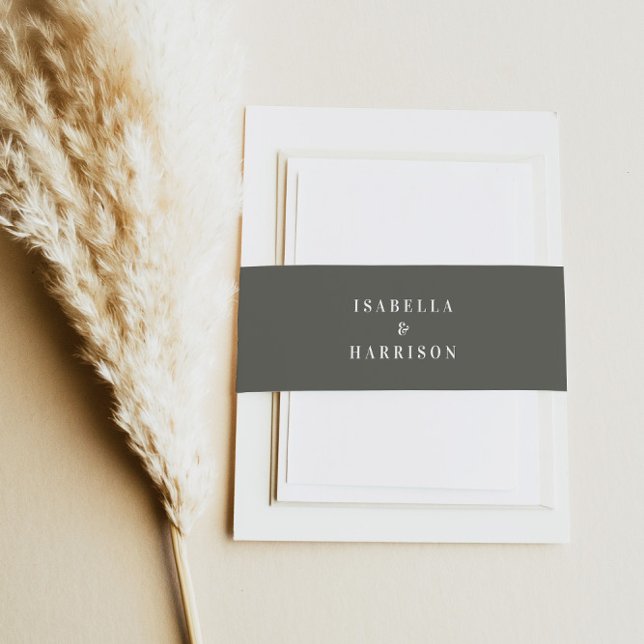 NINA Sage Green Bohemian Minimalist Belly Band Invitation Belly Band (Creator Uploaded)