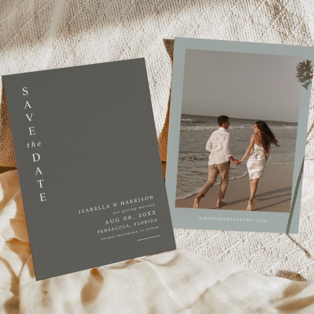 Nina - Sage Green Modern Minimalist Save the Date Invitation (Creator Uploaded)