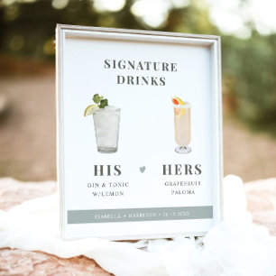 NINA Sage Green Signature Drink His and Hers Sign