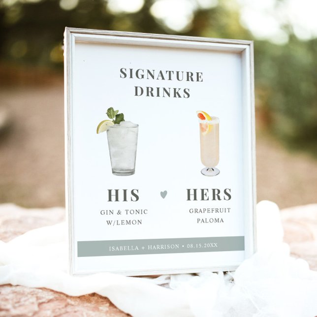 NINA Sage Green Signature Drink His and Hers Sign  (Creator Uploaded)