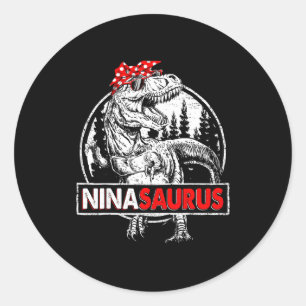 Ninasaurus t rex dinosaur nina saurus mother's day classic round sticker