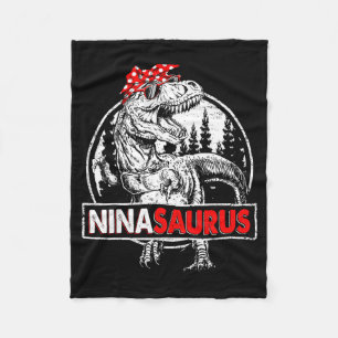 Ninasaurus t rex dinosaur nina saurus mother's day fleece blanket